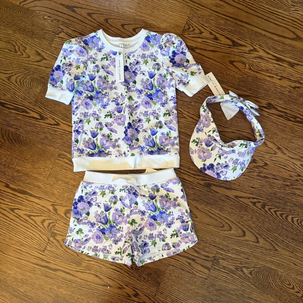 NWT Janie and Jack Purple Floral Set (Girls size 8)